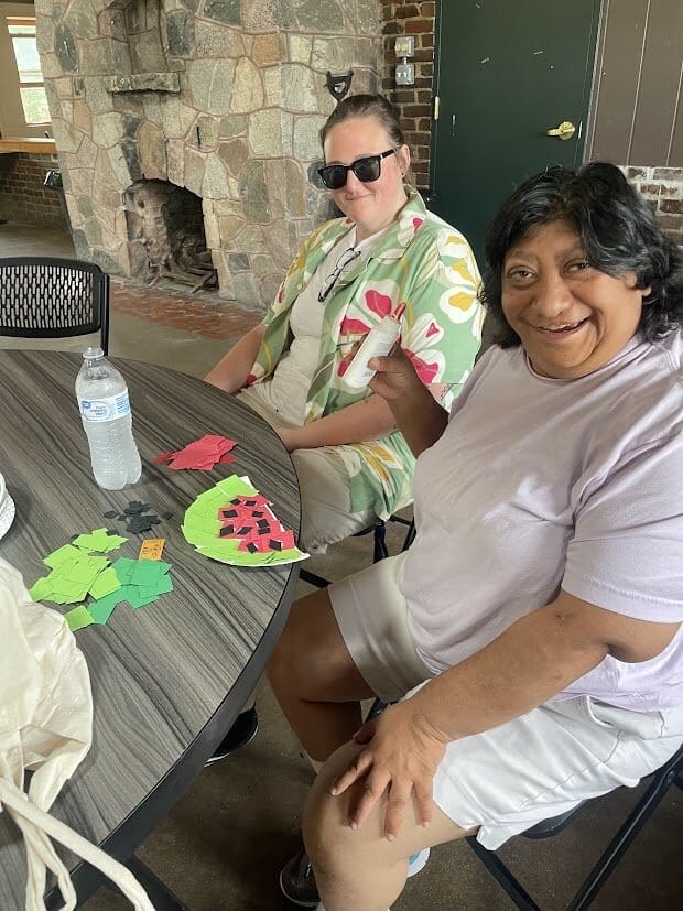 OH participants enjoying crafts together at the Watermelon Explosion event.
