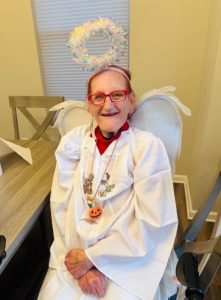 Opportunity House Client in Angel Costume